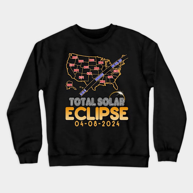 America Total Solar Eclipse "USA Map Of Nope" Meme 04.08.2024 Crewneck Sweatshirt by hello world